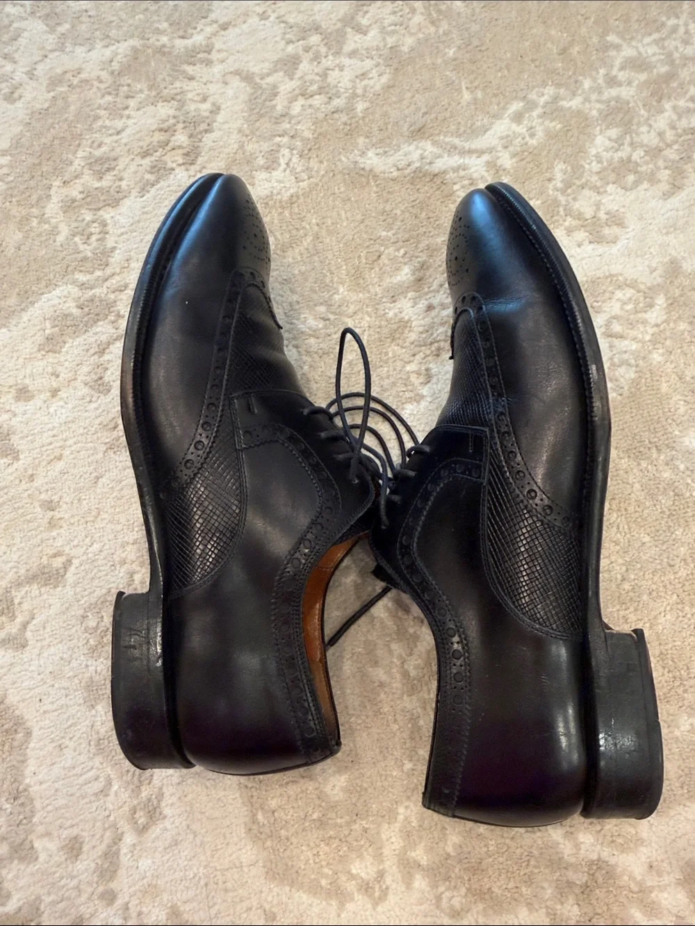Magnanni Black Brogue Leather Oxfords Size 10